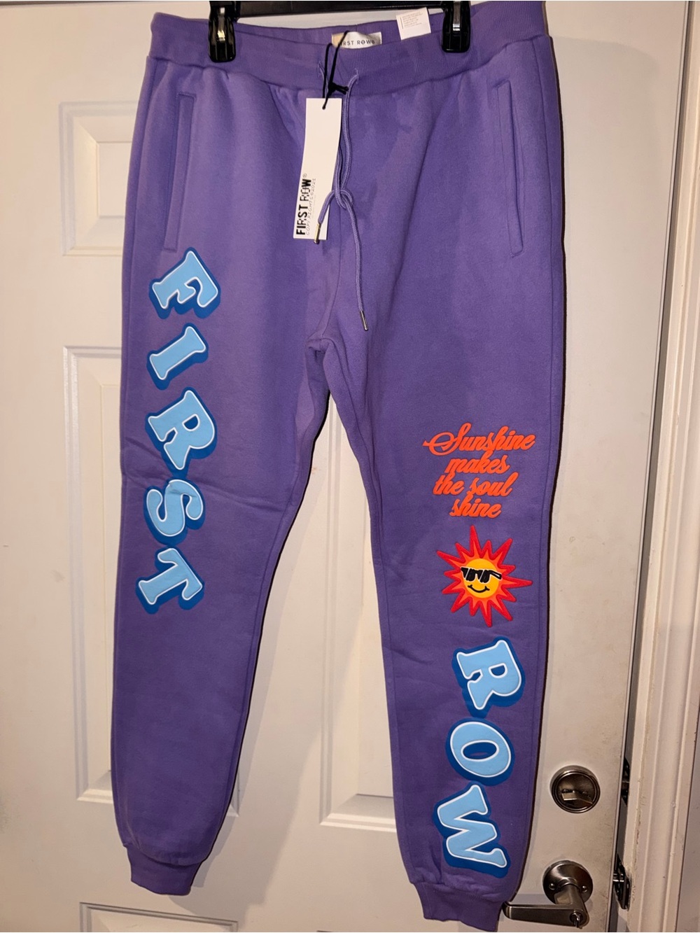 First Row Purple Graphic Jogger Sweatpants
